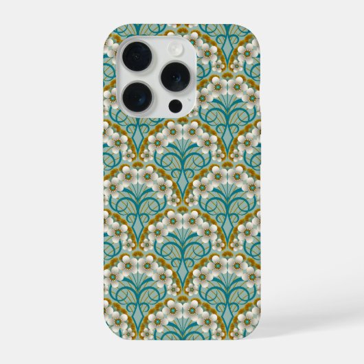 レトロ・ヌーヴォー 自然の曲線と永遠の花 iPhoneケース (裏面)