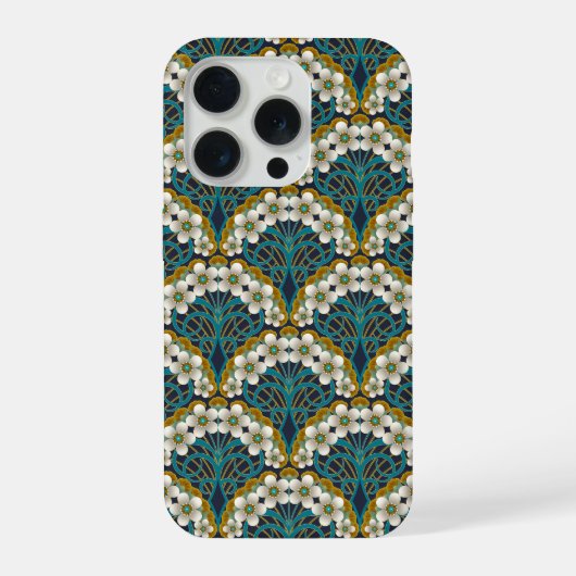 レトロ・ヌーヴォー 自然の曲線と永遠の花 iPhoneケース (裏面)