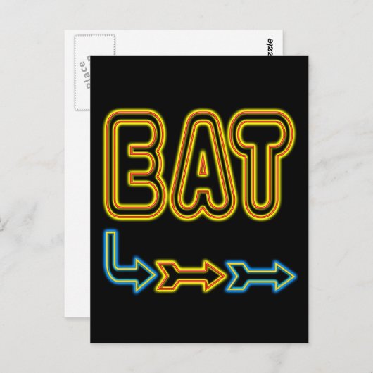 レトロ ネオンサイン アートを食べよう ポストカード (正面/裏面)