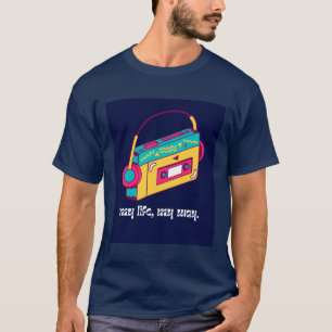 レトロ ネオン カセットプレーヤー 私の人生 私の道 グルーヴィー Tシャツ