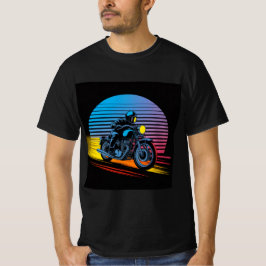 レトロ ネオン バイク — カフェレーサー メンズ Tシャツ