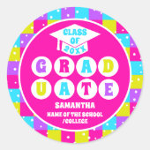 レトロ ネオン 卒業パーティー ラウンドシール (正面)