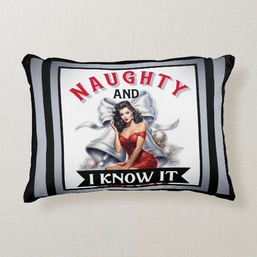 レトロ・ノーティーなクリスマス・ピンアップよ アクセントクッション (正面)