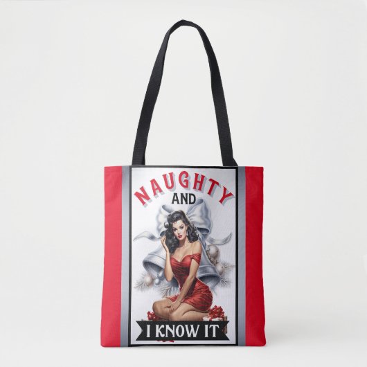 レトロ・ノーティーなクリスマス・ピンアップよ トートバッグ (正面)