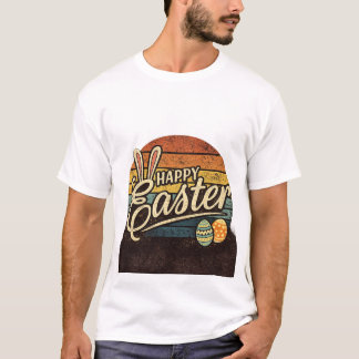 レトロ ハッピーイースター ビンテージサンセット うさぎ グラフィックT Tシャツ