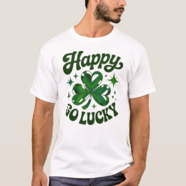 レトロ ハッピー ゴー ラッキー 聖パトリックの祝日 シャムロック グラフィック Tシャツ