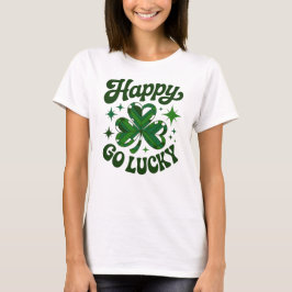 レトロ ハッピー ゴー ラッキー 聖パトリックの祝日 シャムロック グラフィック Tシャツ
