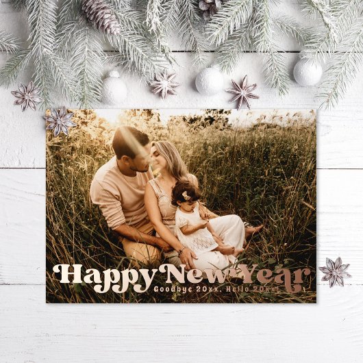 レトロ ハッピー ニューイヤー 箔シーズンカード