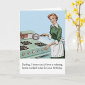 レトロ – ハビーの誕生日のための家庭料理の食事、 カード (黄色い花)