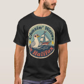 レトロ ハリファックス カモメ 波 Tシャツ (正面)