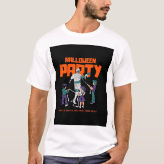 レトロ・ハロウィンパーティーミイラ・グラフィックTシャツ(メンズ) Tシャツ
