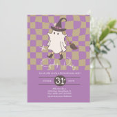 レトロ ハロウィン おばけ スプーキー バースデーパーティー 招待状 (スタンド正面)