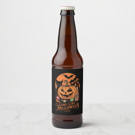 レトロ ハロウィン お化けの季節 長寿の秋 ビールラベル (正面)