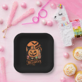 レトロ ハロウィン お化けの季節 長寿の秋 ペーパープレート (パーティー)