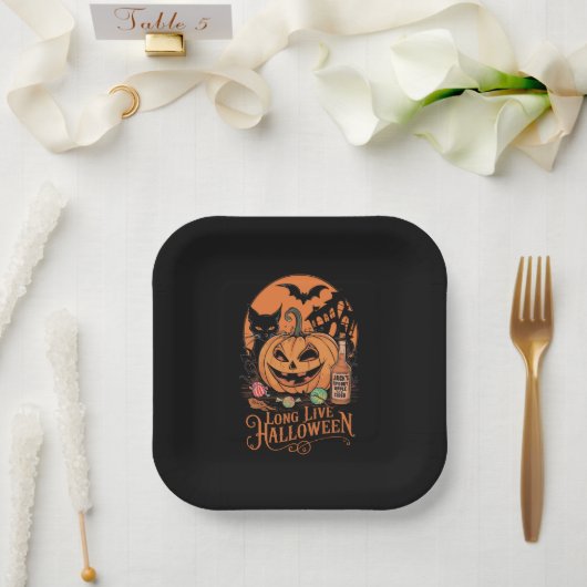 レトロ ハロウィン お化けの季節 長寿の秋 ペーパープレート (ウェディング)