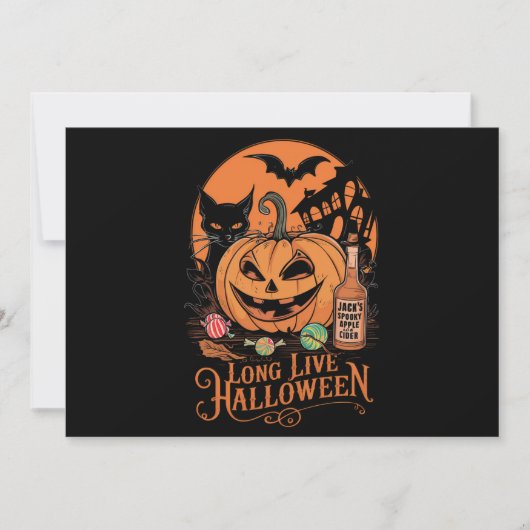 レトロ ハロウィン お化けの季節 長寿の秋 招待状 (正面)