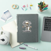 レトロ ハロウィン スケルトン 彫刻 魔法使いの箒 シャツ シール (iPadカバー)