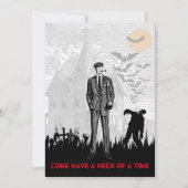 レトロ ハロウィン ゾンビ アポカリプス パーティー 招待状 (正面)