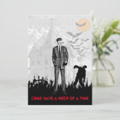 レトロ ハロウィン ゾンビ アポカリプス パーティー 招待状 (スタンド正面)