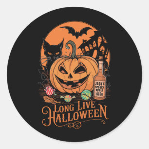 レトロ ハロウィン ロング ライブ フォール スプーキー シーズン ラウンドシール