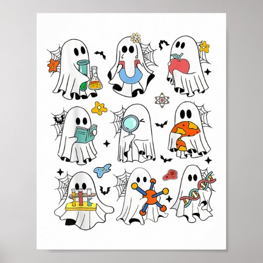 レトロ ハロウィン 理科教師 ゴースト ラボ T ポスター (正面)