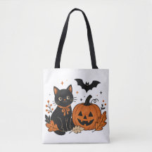 レトロ ハロウィン 黒猫 パンプキン オールオーバープリントT