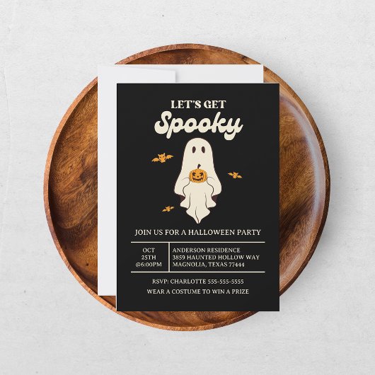 レトロ　ハロウィン　Let's Get Spooky 招待状