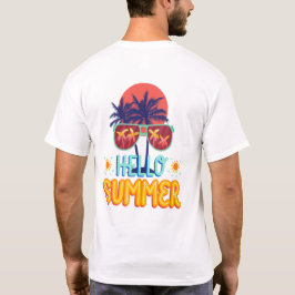 レトロ ハロー サマー ビーチ バイブ ヤシの木 バックプリント Tシャツ