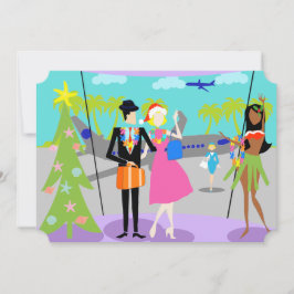 レトロ・ハワイアン・クリスマス・パーティーへの招待状 招待状