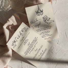 レトロ ハンドドローンワンカップイドすべて結婚式 招待状