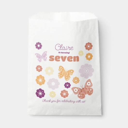 レトロ バタフライ サンクス バースデー ギフトバッグ フェイバーバッグ (正面)