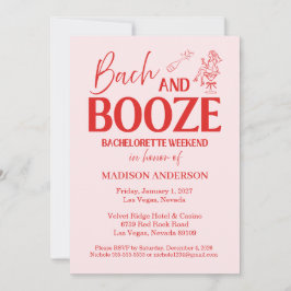 レトロ バック・アンド・ブーズ バチェロレッテ レッド ピンク 招待状