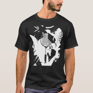 レトロ バドミントン ラケット シャトルコック プレーヤー Tシャツ