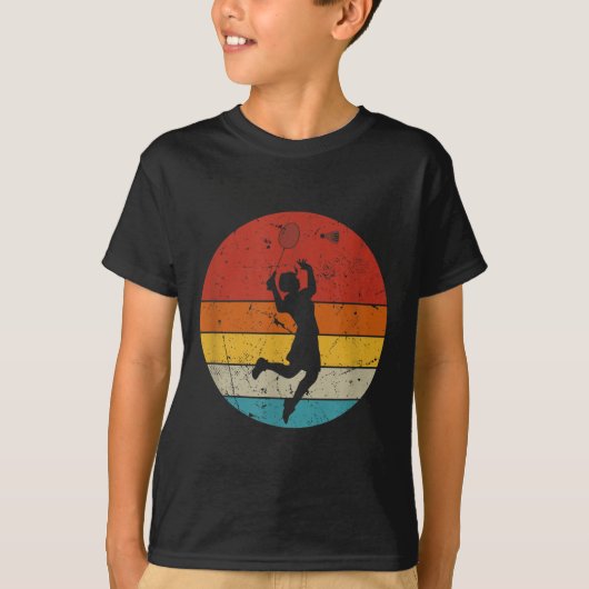 レトロ バドミントン ラバー Tシャツ (正面)
