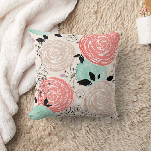 レトロ、バラ クッション (ブランケット)