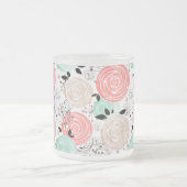 レトロ、バラ フロストグラスマグカップ (中央)