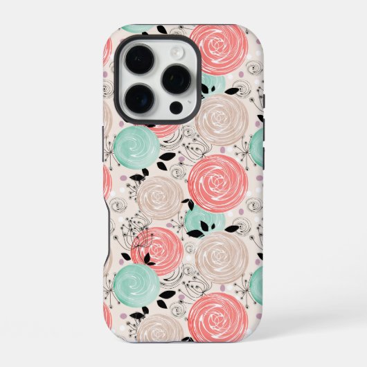 レトロ, バラ iPhoneケース (裏面)