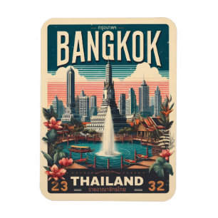 レトロ・バンコクの街並み - タイ旅行のギフト マグネット