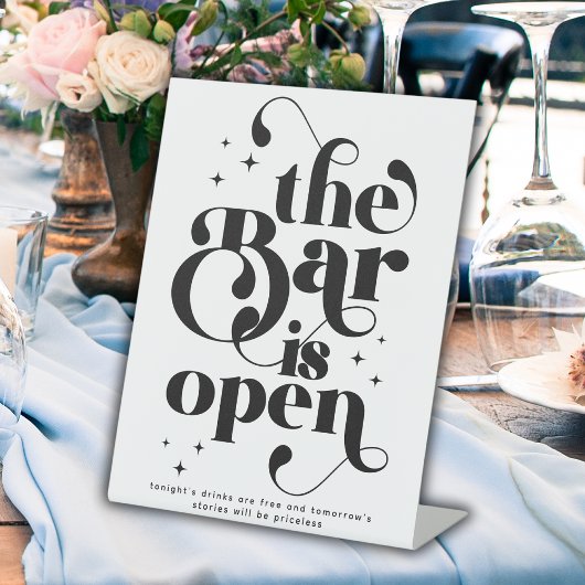 レトロ バーはオープン ヴィンテージ タイポグラフィ 台座サイン