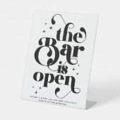 レトロ バーはオープン ヴィンテージ タイポグラフィ 台座サイン (正面)