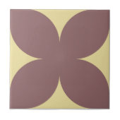 レトロ バーガンディー イエロー フラワーペタル ミッドセンチュリー タイル (正面)