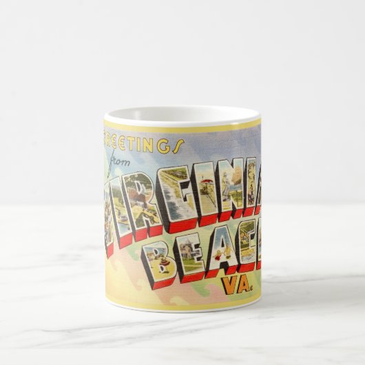 レトロ バージニアビーチ グリーティング マグ (中央)