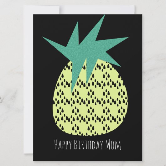 レトロ パイナップル ハッピーバースデー 黄色 黒 カード (正面)
