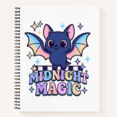 レトロ パステルコア キュート ハロウィン バット & チェック柄 ノートブック (正面)