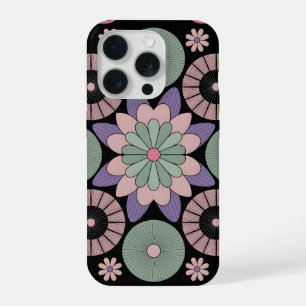 レトロ パステル フラワー マンダラ シンメトリー iPhone 15 PROケース