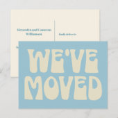レトロ パステル ブルー ミニマル お引越しました 新住所のお知らせ ポストカード (正面/裏面)