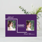 レトロ·パープル·アンド·ホワイトの卒業発表 招待状 (スタンド正面)