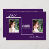レトロ·パープル·アンド·ホワイトの卒業発表 招待状 (正面/裏面)