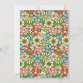 レトロ ヒッピーのグルービーな花のハロースーサ歳の誕生日 招待状 (裏面)