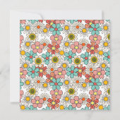 レトロ ヒッピーのグルーヴィーな花のウェディングシャワーのお礼 サンキューカード (裏面)